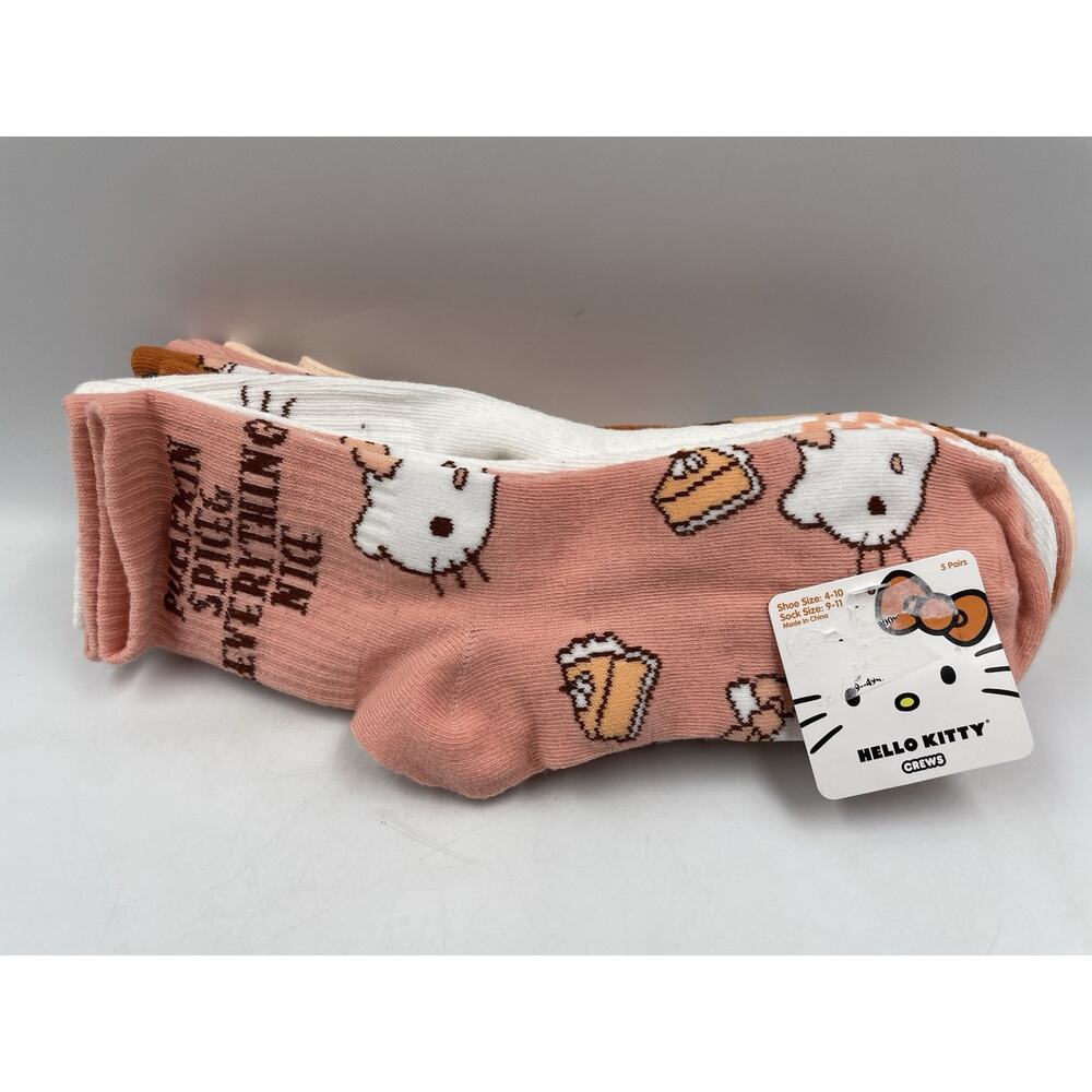 Hello Kitty 2025 Fall Pumpkin Pie Socks Womens 5 Pairs Size 4-10 NEW